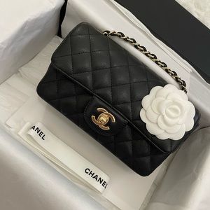 Chanel 17C Black Caviar Mini Rectangular with Gold HW